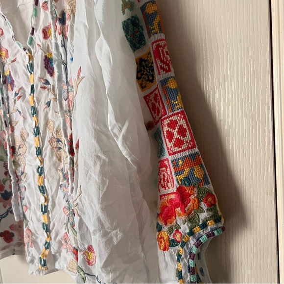 Johnny Was Nikolita Embroidered Blouse BOHO White Top, XS - Picture 4 of 10